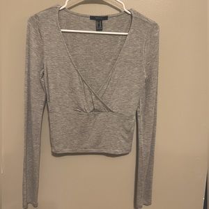 Grey Long Sleeve Crop Top